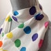 hand dyed silk scarf in candy colored polka dots
