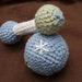 ECOFRIENDLY Baby Toy Ball and Rattle Set--Blue and Green Crochet ORGANIC Cotton