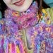 Soft Scarf, Pastel Rainbow Handknit Ribbon Scarf with Pink, Yellow, Aqua, Lavender Purple