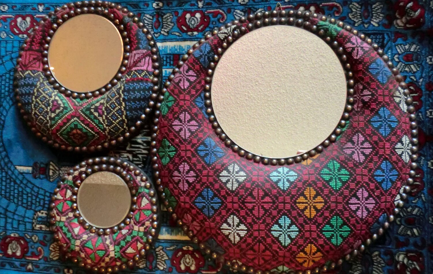VINTAGE Fabric Covered MIRRORS by BabylonSisters on Etsy