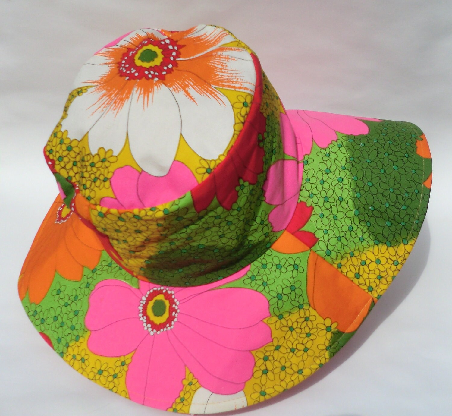VINTAGE Mod Hippie Flower Child Floppy HAT