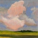 Sunlit Clouds - Original Landscape Painting Green Fields Blue Sky Calm Serene 8x8 Stretched Canvas