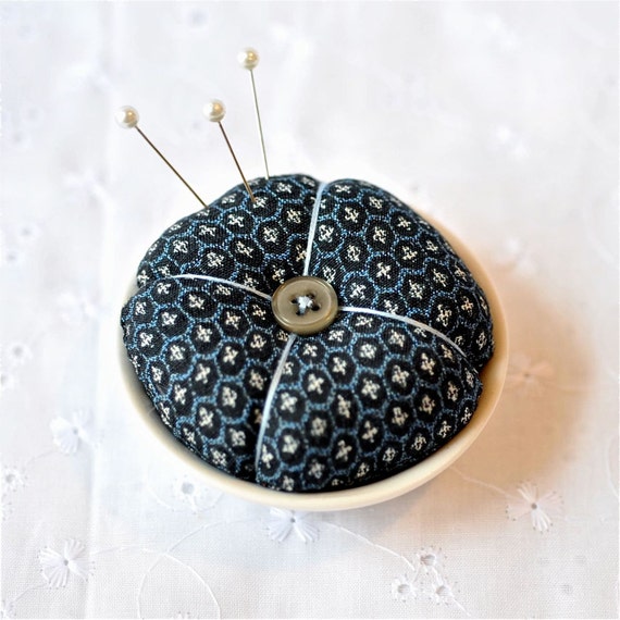 Pincushion Blue Japanese Kimono in a Porcelain by petitelegume