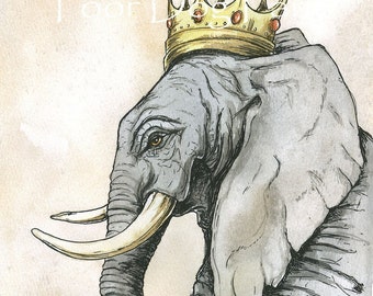 Elephant King (an original 8x10 hand painted king)