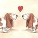 Basset Hound Love -Original Watercolor painted print