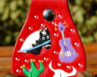 Western red leather Key Fob