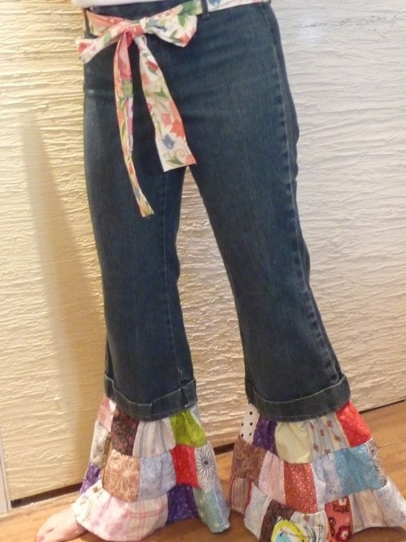 Items similar to Patchwork Pants, Upcycled Jeans, Patchwork Legs ...