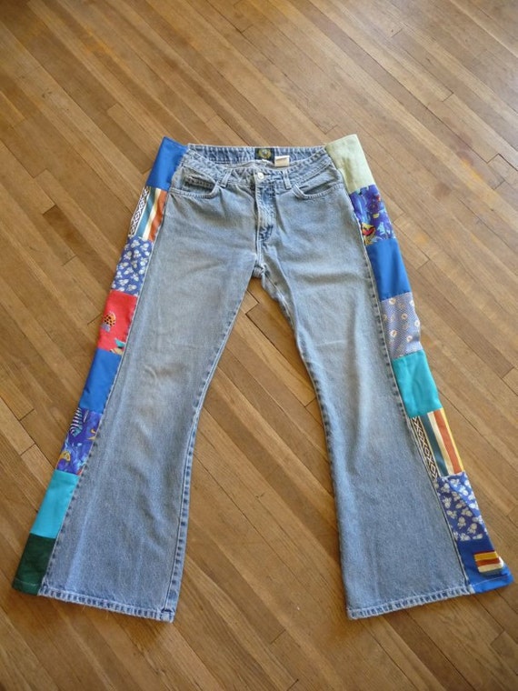 Jeans Patchwork Jeans Handmade Patchwork Jeans Vintage Fabrics