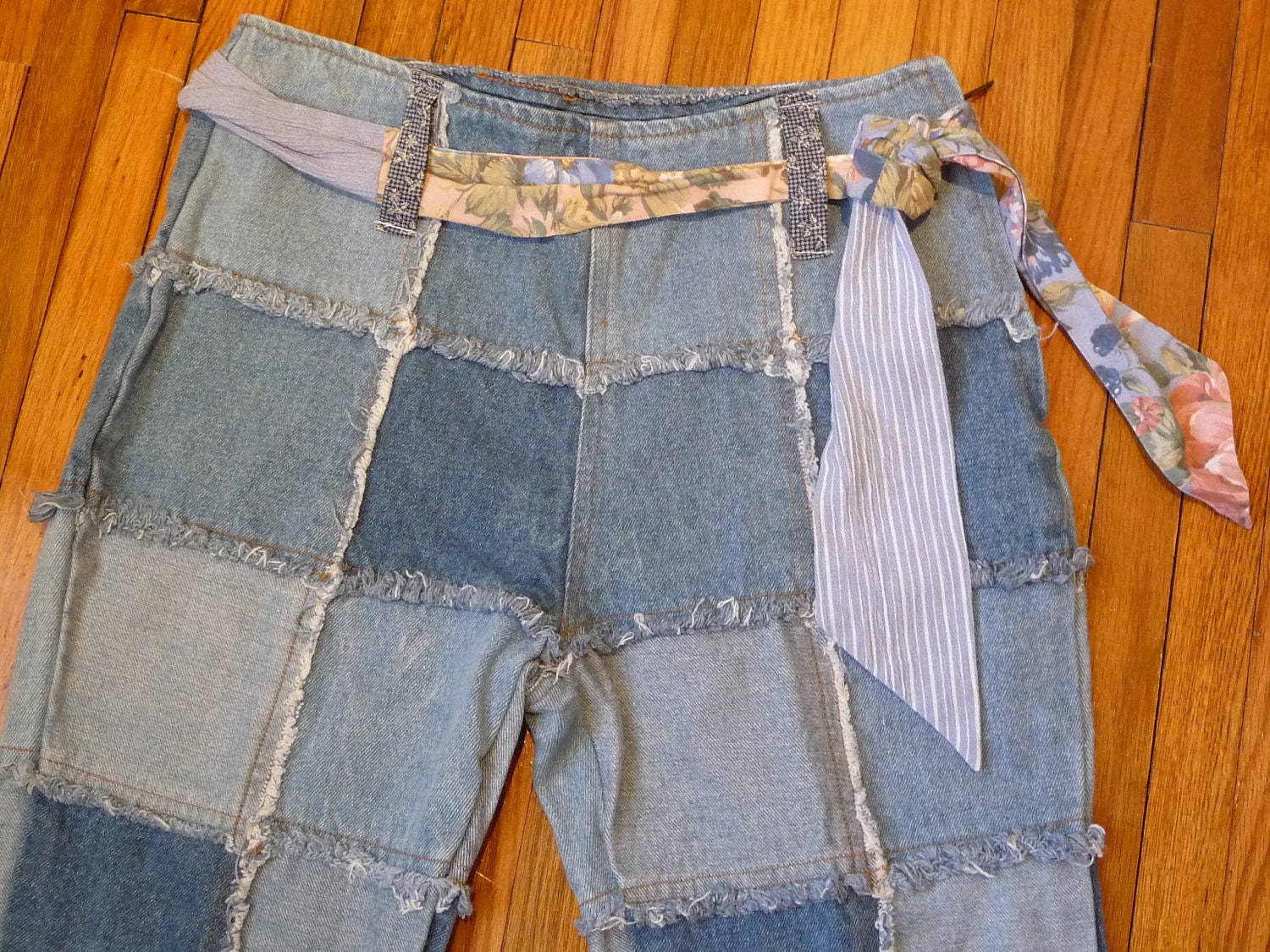 Pants Patchwork Jeans Denim Patchwork Handmade Pants Recycled