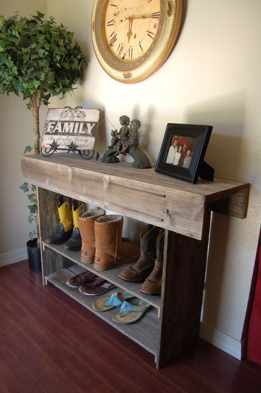 Wood Farmhouse Console Table Large Entry Table Sofa Table