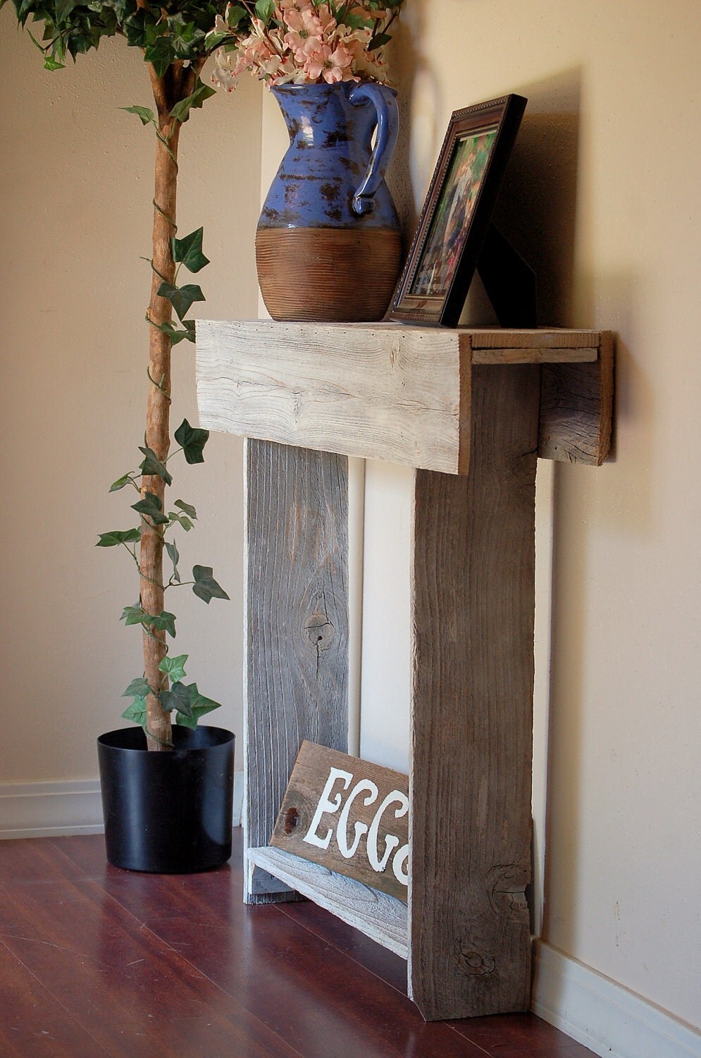 Console Table. Cottage White Table. Skinny Table Wall Table