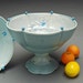Fruit bowl / pedestal compote Victorian modern in Cornflower blue