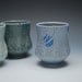 Yunomi (tea bowl), Handmade ceramic cup, Moroccan Nouveau in Periwinkle blue w. Swirls and Sky blue polka dots