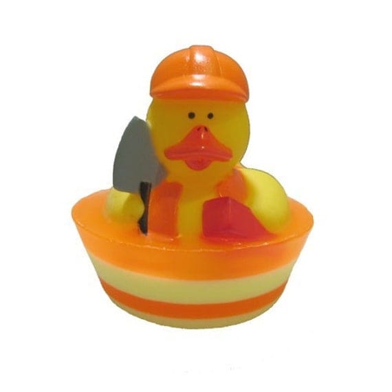 Construction Worker with Shovel Rubber Duck Glycerin SOAP