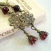 Antiqued Brass Filigree Vintage Inspired, Neo Victorian Drop Earrings