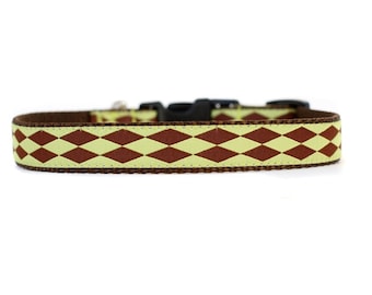 5/8 or 3/4 Inch Wide Dog Collar with Adjustable Buckle or Martingale in Harlequin Lime