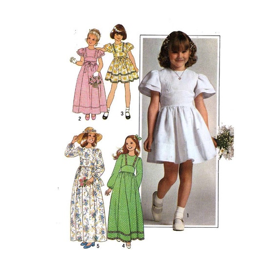 Flower girl dress vintage sewing pattern Simplicity 7954 Sz 7