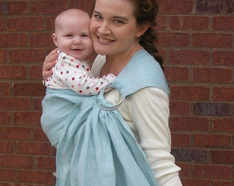 Linen Ring Sling Baby Sling Carrier in Meadow - 100% pure linen -- w DVD, toddler sling, summer, baby shower gift