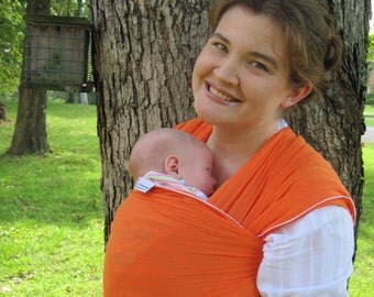 Cotton Gauze Baby Wrap Carrier -Nonstretchy Cotton in perky Flame Orange - 20 choices in shop - babywearing DVD included