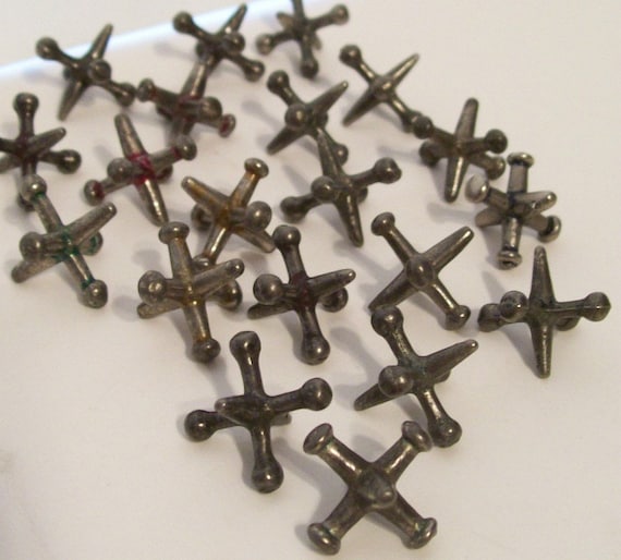 Old School Vintage Jacks Cast Iron Metal Game Pieces