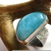 Sterling Silver Larimar Ring - Gemstone Cocktail Ring Size 6.5 - Metalwork Stone Jewelry
