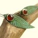 Feather Earrings Verdigris Brass, Sterling Silver And Carnelian Earrings - Mixed Metal Jungle Feathers