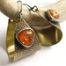Tangerine Tango Earrings - Orange Artisan Jewelry - Vintage Japanese Glass, Sterling Silver And Bronze Hoop Earrings