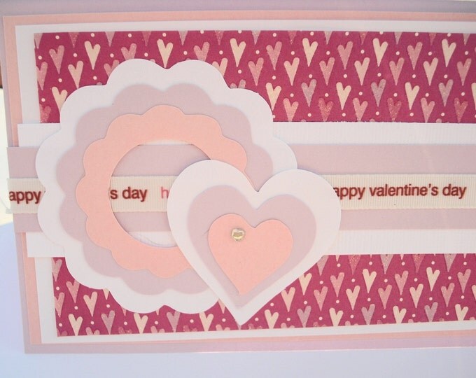 Happy Valentines Day card with Hearts and Flower Embellishments