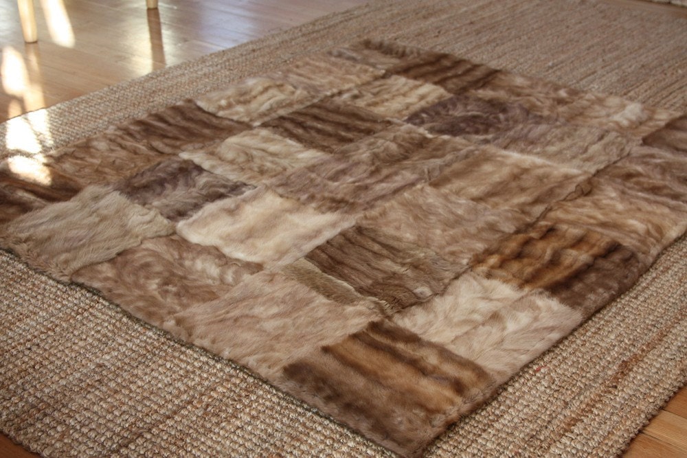 Recycled Caramel Mink Fur Throw from vintage mink coats