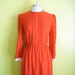 1970s Puff Sleeves and Ruffles Red and White Polka Dot Polyester Dress Size 12 Large Vintage