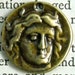 Woman charm face charms earring drops antiqued bronze pendant quantity three 3 rt15