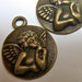 Jewelry findings, cherub charms, antiqued bronze finish DRW7 quantity 6 vintage style