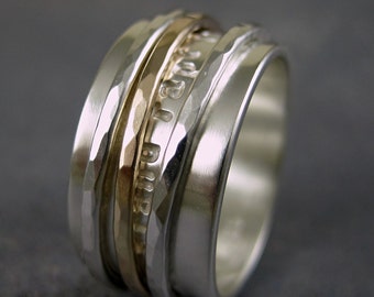 Personalized spinner ring - sterlin g silver and 10k gold - Secret ...