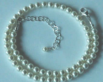 Baby Child First Pearls Swarovski Crystal Pearl Necklace, Baptism Necklace, Flower Girl Pearl Necklace, First Communion Necklace