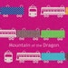 SALE - Echino Nico Fabric by Etsuko Furuya - Train in Pink - 1/2 Yard