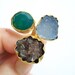 TRIPLE Gold plated Amethyst and White Druzy RING