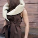 FALL//Mocha Brown Sensuede Cape Vest with Shearling Lamb Collar