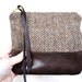 Herringbone and Brown Leather Pouch