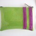 Coin Purse sparkle vinyl metal flake lime with magenta stripes