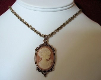 Cancer Zodiac Cameo Locket Pendant with Gold by shadowglitters