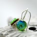 Lime Green Glass Earrings, Shimmering Green Glass Cabochons on Silver Plate - The Dot