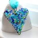 Beaded Wire Heart, Blue and Green Wire Wrapped Ornament, Decoration or Suncatcher - Missing You