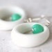 Retro White and Seafoam Hoop Earrings, Vintage Lucite on Sterling Silver