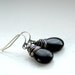 Black Earrings, Ebony Earrings, Elegant Jewelry, Classic Everyday Earrings, Glass Teardrops Wire Wrapped with Oxidized Sterling Silver