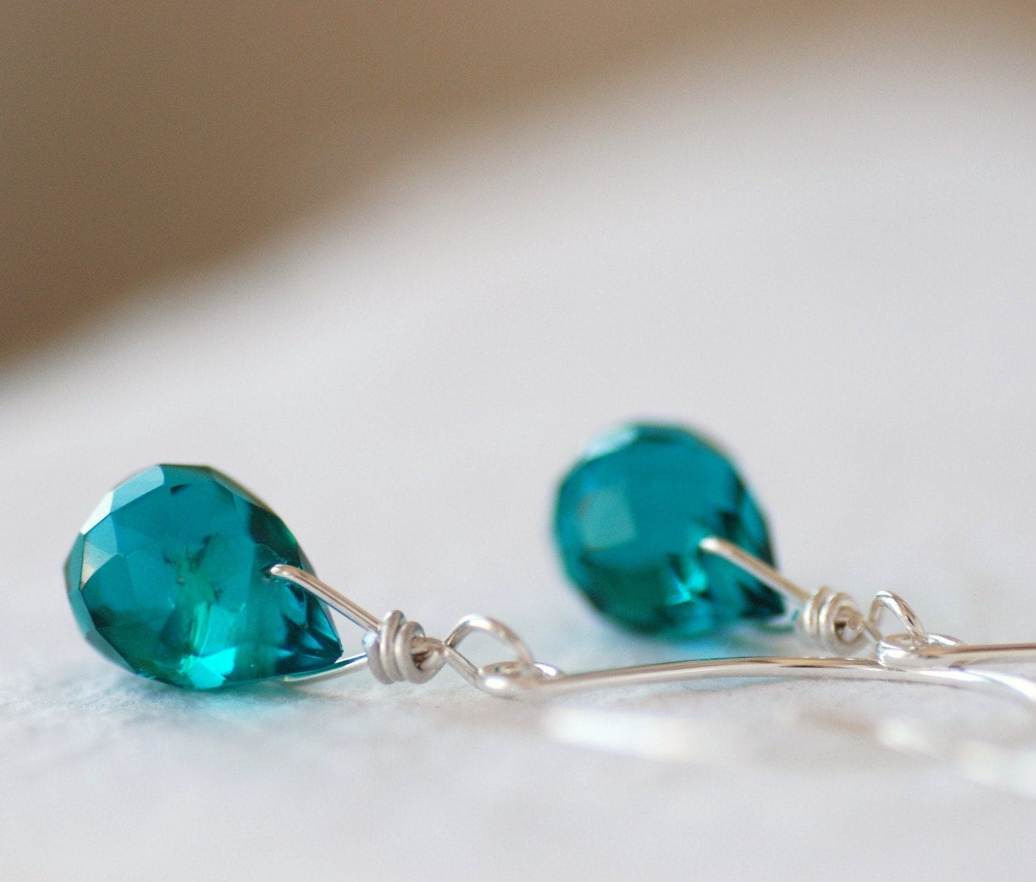 Teal Earrings Teal Jewelry Glass Earrings Dangle Earrings