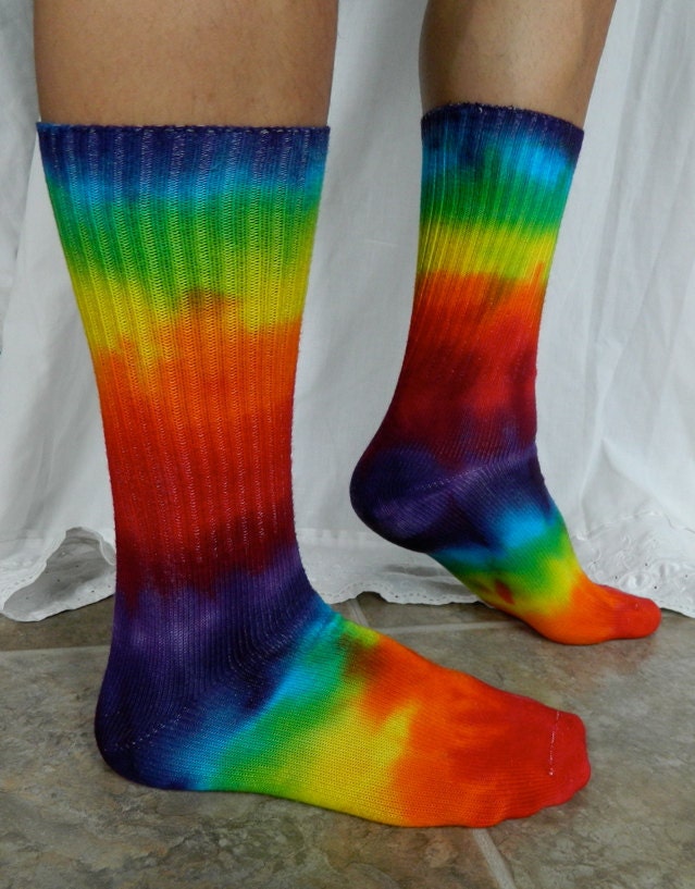 Classic Rainbow Tie Dyed Cotton Adult Mens Socks 5130