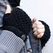 BLACK Fingerless gloves with a strap on