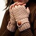 BEIGE fingerless gloves with a strap on
