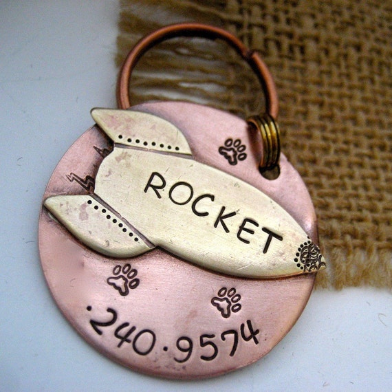 Rocket Pet Tag by MakeYourDogSmile on Etsy
