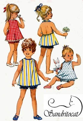 70's Long and Bloomers Jumpsuits, Overkskirt Pattern Bust 36